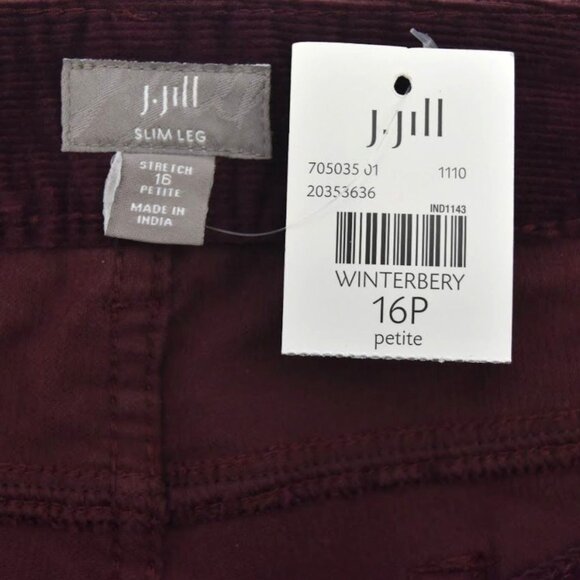 J Jill Corduroy Jeans Womens 16P Authentic Fit Slim Leg Stretch Winterberry Red - Picture 4 of 7